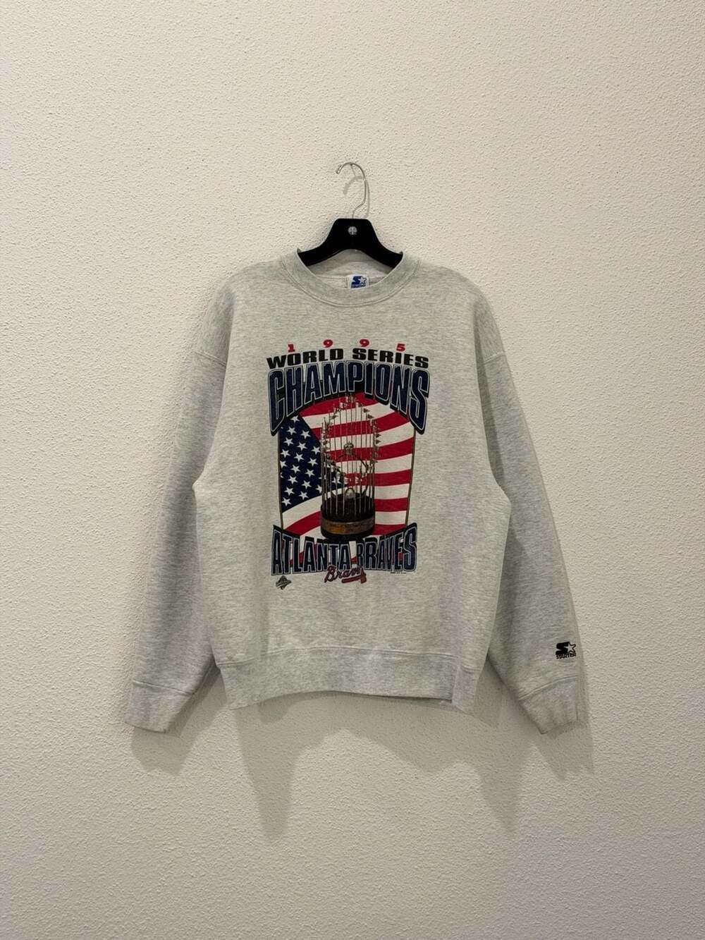 Vintage 90s Atlanta Braves MLB 1995 World Series Champions Starter Crewneck L